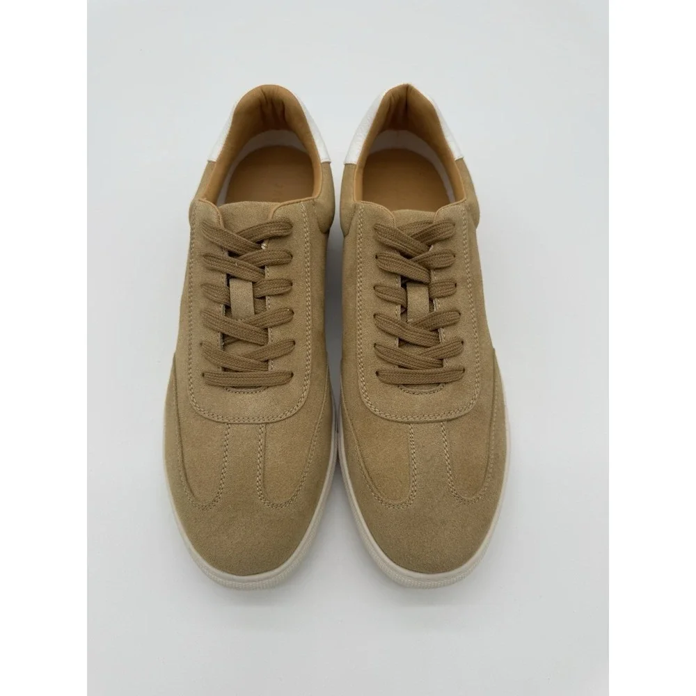 Jack Erwin Adler Tan Suede T-Toe Sneakers Men's Size 11 White Sole Casual Shoes‎